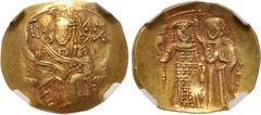 Byzantine John III Ducas (Vatatzes). Emperor of Nicaea, 1222-1254. AV Hyperpyron (25mm, 4.44 g, 6h). Magnesia mint. Struck 1232-circa 1254. Christ Pantokrator enthroned facing; no sigla / Crowned faci