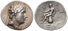 SYRIA, Seleukid Kings. Antiochos Hierax Estimate $500 SYRIA, Seleukid Kings. Antiochos Hierax. 241-228/7 BC. AR Tetradrachm (16.53 gm). Cilician mint. Diademed and draped bust right / BASILEWS right, 