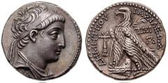 SYRIA, Seleukid Kings. Demetrios II. First Reign Estimate $500 SYRIA, Seleukid Kings. Demetrios II. First Reign. 145-138 BC. AR Tetradrachm (14.19 gm). Year 167 (145 BC). Tyre mint. Diademed and drape