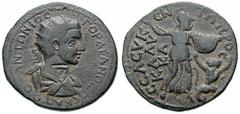 CILICIA, Seleuceia ad Calycadnum. Gordian III Estimate $400 CILICIA, Seleuceia ad Calycadnum. Gordian III. 238-244 AD. Æ 31mm (13.32 gm). ANTWNIOC GOPÐIANOC CEBATOC (sic), radiate and draped bust righ