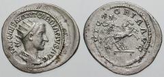 GORDIAN III Estimate $500 GORDIAN III. 238-244 AD. AR Antoninianus (5.23 gm). Antioch mint. IMP CAES M ANT GORDIANVS AVG, radiate and cuirassed bust right, seen from behind / VICT-ORIA AVG, Victory in