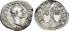 Roman Provincial LYCIA, Koinon of Lycia. Trajan. AD 98-117. AR Drachm (19mm, 2.83 g, 7h). Struck AD 98-99. Laureate head right / Two lyres; above, owl standing right. RPC III 2676; BMC 9-11; SNG von A