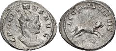 Roman Imperial Gallienus. AD 253-268. Antoninianus (22.5mm, 2.75 g, 12h). "Legionary series" issue. Mediolanum (Milan) mint. 2nd emission, AD 260-circa 262. Radiate and cuirassed bust right, slight dr