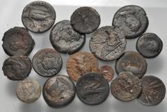 Large Lots ROMAN. Provincial. Lot of seventeen (17) mostly Æ Diobols and Obols of Egypt, Alexandria. Includes: various rulers, dates, and types. Lot includes two (2) Potin Tetradrachms, one of them an
