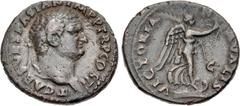 Roman Imperial Titus. As Caesar, AD 69-79. Æ As (26mm, 9./89 g, 6h). Rome mint. Struck under Vespasian, AD 72. Laureate head right / VICTORIA N AVALIS, S C across field, Victory standing right on prow