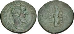 Roman Imperial Didius Julianus. AD 193. Æ Sestertius (30mm, 14.64 g, 12h). Rome mint. Laureate head right / Concordia standing left, holding signum in each hand. RIC IV 14; Banti 1. Green patina, eart