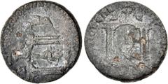 Roman Provincial SELEUCIS and PIERIA, Antioch. Volusian. AD 251-253. Æ Octassarion (29mm, 13.21 g, 12h). Radiate and draped bust right, seen from the front / Portable tetrastyle shrine enclosing statu
