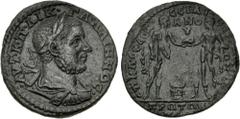 Roman Provincial MYSIA, Pergamum. Gallienus. AD 253-268. Æ (33mm, 24.30 g, 6h). Sextus Claudius Silianus, Asiarch. Laureate, draped, and cuirassed bust right, seen from behind / Pergamus standing faci