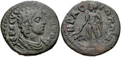 LYDIA, Acrasus. Pseudo-autonomous issue. Time of the Severans, AD 193-235. Æ (22mm, 4.79 g, 6h). Draped bust of the Senate right / Apollo standing facing, head left, holding laurel branch. SNG München