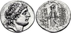 KINGS of CAPPADOCIA. Ariarathes VII Philometor. Circa 112/0-100 BC. AR Tetradrachm (28mm, 16.43 g, 12h). Struck in the name of Antiochos VII of Syria. Ariaratheia or Eusebia-Tyana mint(?). Struck circ