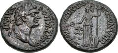 LYDIA, Silandus. Domitian. AD 81-96. Æ (23mm, 6.83 g, 6h). Demophilos, strategos. Laureate head right / Athena standing left, holding phiale and spear, shield at side to right. Imhoof-Blumer, Lydische