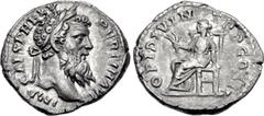 Pertinax. AD 193. AR Denarius (18mm, 3.29 g, 6h). Rome mint. Laureate head right / Ops seated left, holding grain ears and resting other hand on throne. RIC IV 8a; RSC 33. Good VF, lightly toned, ligh