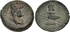 Roman Provincial EGYPT, Alexandria. Antoninus Pius. AD 138-161. Æ Drachm (34mm, 26.95 g, 11h). Zodiac series. Dated RY 8 (AD 144/5). Laureate head right / Jupiter in Pisces – Bust of Zeus (Jupiter) ri