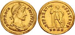 The Family of Constantine Collection Procopius. Usurper, AD 365-366. AV Solidus (21mm, 4.40 g, 6h). Constantinople mint. Struck September–end of AD 365. Pearl-diademed, draped, and cuirassed bust righ