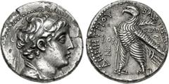Greek SELEUKID EMPIRE. Demetrios II Nikator. First reign, 146-138 BC. AR Tetradrachm (26mm, 13.55 g, 12h). Phoenician standard. Sidon mint. Dated SE 172 (141/0 BC). Diademed and draped bust right / Ea