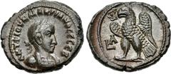 The Beniak Collection of Alexandrian Coinage EGYPT, Alexandria. Macrianus. Usurper, AD 260-261. Potin Tetradrachm (24mm, 9.31 g, 1h). Dated RY 1 (AD 260/1). Laureate and cuirassed bust right, seen fro