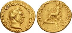 Roman Imperial Vitellius, with Vitellius the Elder. AD 69. AV Aureus (18mm, 6.30 g, 6h). Rome mint. Struck circa late April-20 December. A VITELLIVS GERM IMP AVG TR P, laureate head of Vitellius right