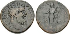 Roman Imperial Pertinax. AD 193. Æ Sestertius (29.5mm, 22.64 g, 12h). Rome mint. Laureate head right / Aequitas standing left, holding scales and cornucopia. RIC IV 14; Lempereur 742a (D273/R379 – thi