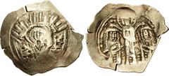 Byzantine Andronicus II Palaeologus, with Andronicus III. 1282-1328. AV Hyperpyron (22mm, 3.49 g, 6h). Constantinople mint. Struck 1325-1328. Half-length figure of the Theotokos, orans, within city wa