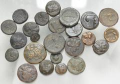 Large Lots GREEK. Asia Minor. Lot twenty-five (25) bronze issues of Lydia, Phrygia, and Lycia. Includes: various cities. All with collector tickets. Average Fine - VF. LOT SOLD AS IS, NO RETURNS. Twen