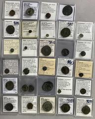 Large Lots ROMAN. Imperial. Lot of thirty (30) mostly bronze issues. Includes: late bronze issues (12) // three (3) Tetrarchic Æ Folles // four (4) late Antoniniani // // one (1) Severina Denarius // 