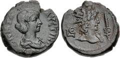 The Beniak Collection of Alexandrian Coinage EGYPT, Alexandria. Annia Faustina. Augusta, AD 221. Potin Tetradrachm (23mm, 10.78 g, 12h). Dated RY 5 of Elagabalus (AD 221). Draped bust right / Radiate 