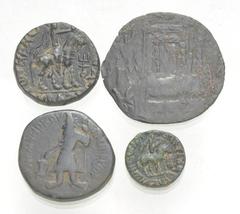 Large Lots CENTRAL ASIAN. Miscellaneous. Lot of four (4) billon and bronze issues. Includes: HUNNIC. Nezak Huns. BI Drachm // KUSHAN. Time of Kujula Kadphises – Vima Takto. Æ Didrachm // Æ Drachm // K