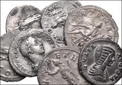 ROMAN. Imperial. Lot of Eight (8) AR Denarii and Antoniniani from Trajan to Volusian. All coins: Denarii, unless otherwise mentioned. Trajan // Hadrian // Julia Domna (2) // Severus Alexander // Gordi