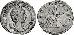 Roman Imperial Herennia Etruscilla. Augusta, AD 249-251. AR Antoninianus (20.5mm, 4.11 g, 6h). Rome mint, 6th officina. 3rd emission of Trajan Decius, early-mid AD 250. Draped bust right, wearing step