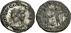 Roman Imperial Tacitus. AD 275-276. Double Antoninianus (21.5mm, 3.27 g, 12h). Antioch mint, 5th officina. 3rd emission, January-June AD 276.. Radiate, draped, and cuirassed bust right / Tacitus stand