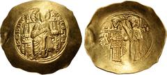Byzantine John II Comnenus. 1118-1143. AV Hyperpyron (28.5mm, 4.17 g, 6h). Thessalonica mint. Struck 1137-circa 1143. Christ Pantokrator enthroned facing / John standing facing, wearing crown and loro