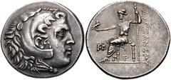 LYCIA, Phaselis. Circa 221/0-190 BC. AR Tetradrachm (32mm, 16.98 g, 12h). In the name and types of Alexander III of Macedon. Dated CY 22 (197/6 BC). Head of Herakles right, wearing lion skin / Zeus Aë