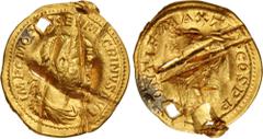 Roman Imperial Macrinus. AD 217-218. AV Aureus (20.5mm, 6.03 g, 5h). Rome mint, 1st officina. 2nd emission, circa January AD 218. IMP C M OPEL SEV MACRINVS AVG, laureate, draped, and cuirassed bust ri