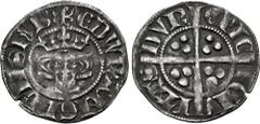 British PLANTAGENET. Edward I. 1272-1307. AR Penny (19mm, 1.34 g, 4h). New coinage, class 4b. Durham mint; im: cross moline. Antony Bek, bishop. Struck circa 1283-circa 1286. Crowned facing bust / Lon