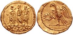 SKYTHIA, Geto-Dacians. Koson. Mid 1st century BC. AV Stater (19mm, 8.59 g, 11h). Roman consul accompanied by two lictors; monogram to left / Eagle standing left on scepter, holding wreath in talon; KO