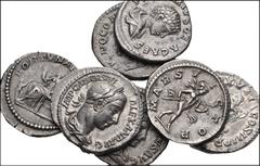 ROMAN. Imperial. Lot of Seven (7) AR Denarii from Septimius Severus to Julia Mamaea. Includes: Septimius Severus // Julia Domna // Caracalla (2) // Geta // Severus Alexander // Julia Mamaea. VF to Goo