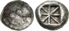 Greek LYCIA, Uncertain. Circa 520-470/60 BC. AR Stater (16.5mm, 9.17 g). Head of lion right / Incuse square with lines radiating from center. Müseler I, 1–2; Falghera Appendix Type D; SNG Copenhagen S