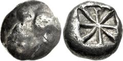 Greek LYCIA, Uncertain. Circa 520-470/60 BC. AR Stater (16mm, 9.17 g). Head of lion right / Incuse square with lines radiating from center. Müseler I, 1–2; Falghera Appendix Type D; SNG Copenhagen Sup