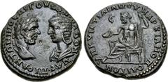 MOESIA INFERIOR, Marcianopolis. Caracalla, with Julia Domna. AD 198-217. Æ Pentassarion (26mm, 13.13 g, 7h). Quintilianus, legatus consularis . Laureate head of Caracalla right vis-à-vis draped bust o