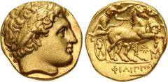 Greek KINGS of MACEDON. Philip III Arrhidaios. 323-317 BC. AV Stater (17.5mm, 8.40 g, 12h). In the types of Philip II. Abydos mint. Struck under Leonnatos, Arrhidaios, or Antigonos I Monophthalmos. La