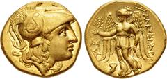 Greek KINGS of MACEDON. Philip III Arrhidaios. 323-317 BC. AV Stater (18.5mm, 8.60 g, 12h). In the name and types of Alexander III. Abydos mint. Struck under Leonnatos, Arrhidaios, or Antigonos I Mono