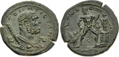 Roman Provincial BITHYNIA, Heraclaea Pontica. temp. Gordian III. AD 238-244. Æ Octassarion (36.5mm, 27.38 g, 7h). Herakles' 12th Labor. Diademed bust of Herakles right, lion's skin around neck, holdin
