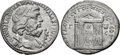 Roman Provincial CILICIA, Aegeae. temp. Caracalla. AD 198-217. AR Tetradrachm (27mm, 11.05 g, 6h). Dated CY 263 (AD 216/7). Bust of Asclepius right, wearing taenia and with slight drapery on both shou