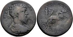 LYDIA, Hypaepa. Septimius Severus. AD 193-211. Æ (32mm, 22.68 g, 12h). Ap. Julianus, strategos . Laureate, draped, and cuirassed bust right; c/m: Artemis Anaïtis within oval incuse / Artemis Anaïtis a