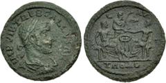 Roman Provincial TROAS, Alexandria Troas. Trebonianus Gallus. AD 251-253. Æ (22mm, 5.06 g, 12h). Laureate, draped, and cuirassed bust right, seen from behind / At right; Apollo, wearing himation to wa