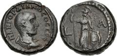 The Beniak Collection of Alexandrian Coinage EGYPT, Alexandria. Gordian III. As Caesar, AD 238. Potin Tetradrachm (22mm, 12.79 g, 11h). Dated RY 1 (AD 238). M AN ΓOPΔIANOC OC (sic) CЄB, Bareheaded, dr