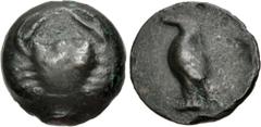 The John Morcom Collection of Western Greek Bronze Coins SICILY, Akragas. Circa 440-430 BC. Cast Æ (21.5mm, 9.18 g, 3h). Crab / Eagle standing left. Westermark, Coinage, Series A; CNS 9; SNG ANS 1021;