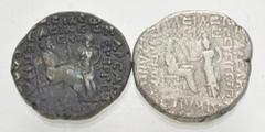 Large Lots ORIENTAL GREEK. Parthia. Lot of two (2) AR Tetradrachms. Includes: Phraates IV. Sellwood 51 // Artabanos II. Sellwood 61. VF and Fine. LOT SOLD AS IS, NO RETURNS. Two (2) coins in lot. From