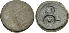 The John Morcom Collection of Western Greek Bronze Coins SICILY, Akragas. Circa 405-367 BC. Æ Hemilitron – Hexonkion (27mm, 20.62 g, 2h). Eagle standing right on, and tearing at, dead hare / Crab; oth