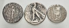 Large Lots GREEK. Levant & the Near East. Lot of three (3) AR Tetradrachms. Includes: Phoenicia, Arados. Dated CY 180 // Seleukid Kmpire. Demetrios II Nikator. Tyre mint. SC 2195.2c // Philip Philadel